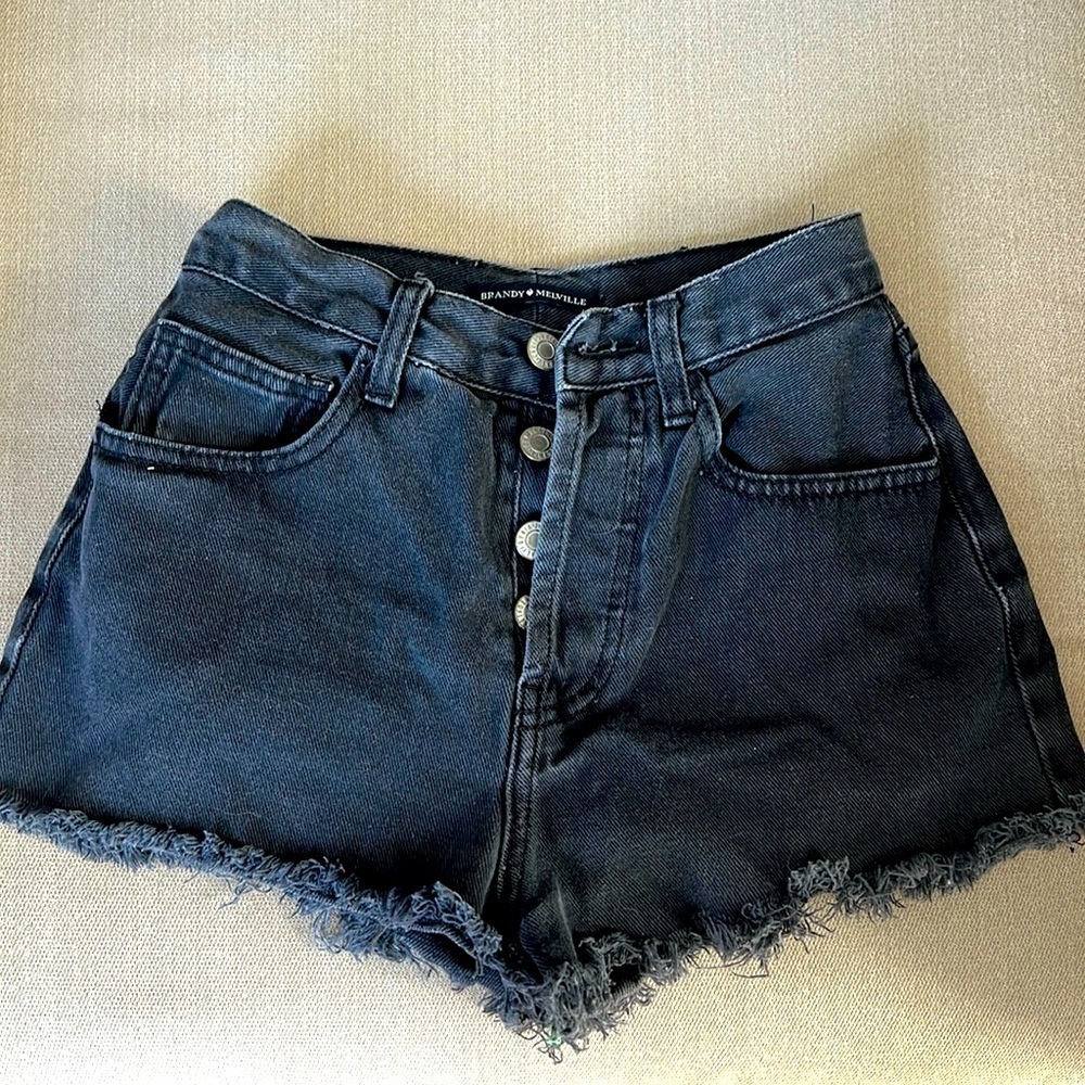 BRANDY MELVILLE - CHARCOAL JEAN SHORTS - SIZE 0